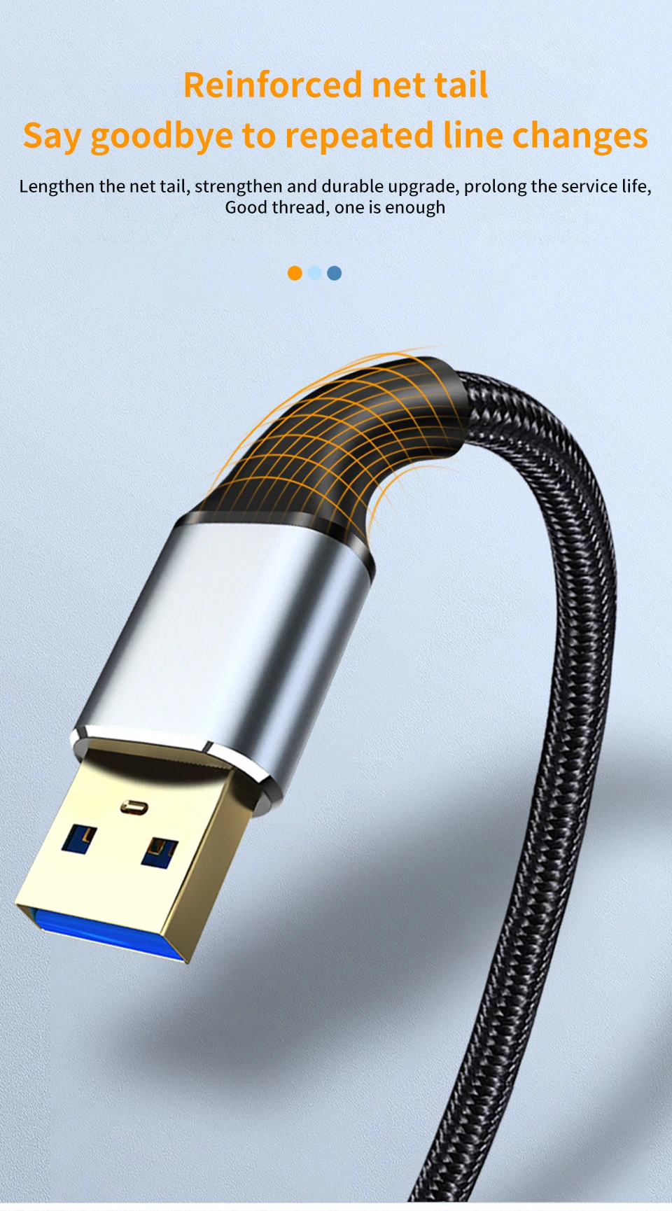 Gelbes USB-Verlängerungskabel, USB 3.0-Kabel, Stecker auf Buchse, Verlängerungskabel für Smart TV, PS4, PS3, Xbox One SSD, Laptop-Verlängerungskabel – Detail 6