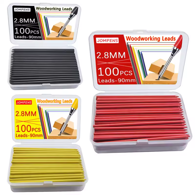 50Pcs/100Pcs Large Capacity 2B Woodworking Lead Core Black Yellow Red 2.8mm Automatic Pencil Lead Deep Hole Marked Lead Core - Image 2