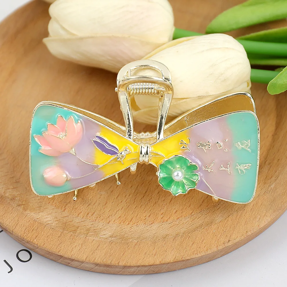 

YWYHJ элегантный стиль китайских иероглифов, коготь для волос в стиле ретро, дизайн лотоса, заколки для волос из сплава, аксессуары для волос для женщин и девочек