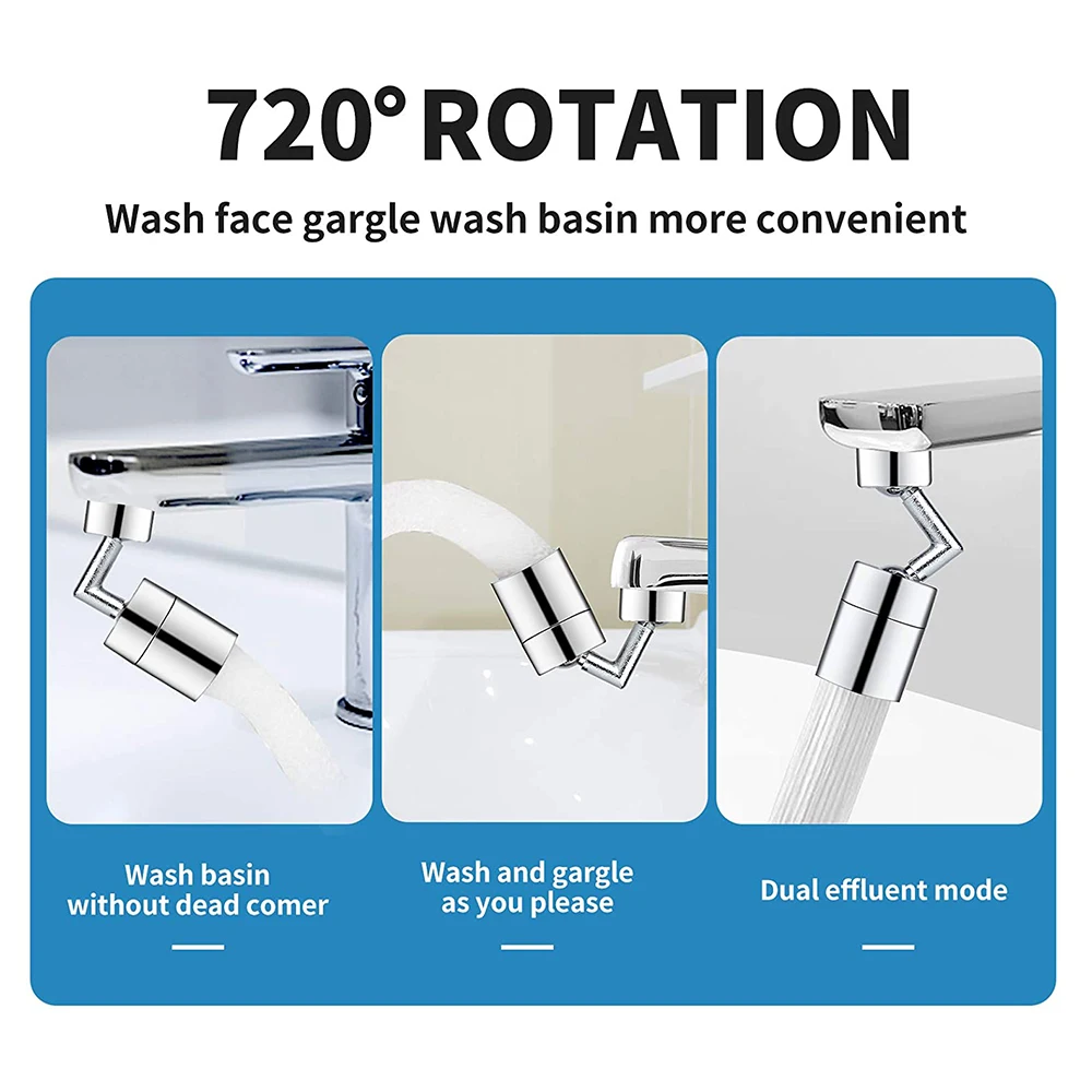 720 Degree Universal Tap Aerator Splash-proof Swivel Water Saving ABS Plastic Faucet Spray Head Wash Basin Tap Extender Adapter