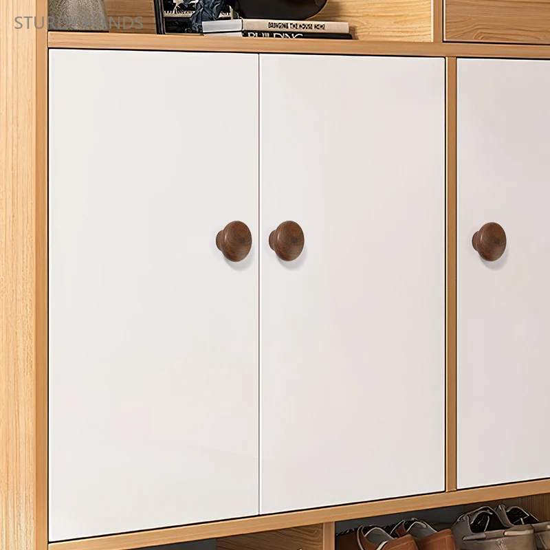 1ชิ้นลูกบิดลิ้นชักเดี่ยวทรงกลมไม้ทึบมือจับประตูตู้โต๊ะห้องนอนของเด็กห่วงเคาะประตู