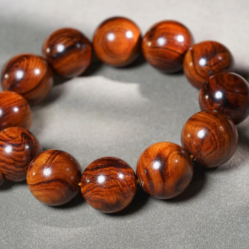 African Yellow Rosewood Knot Scar Buddha Bead Bracelet for Men 2.0 High-Density Tiger Skin Water Wave Old Material Handheld Pray