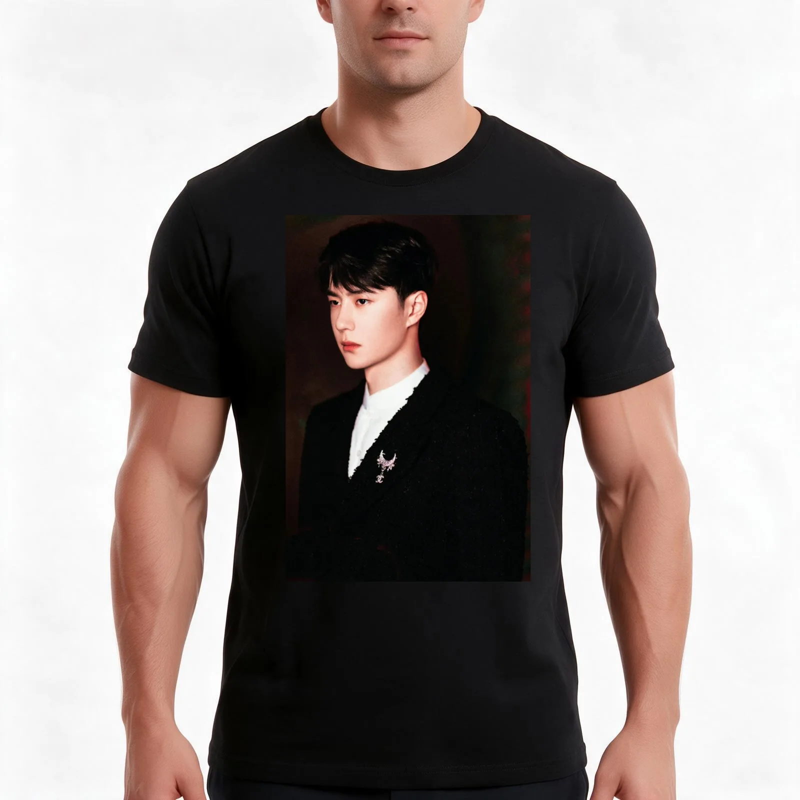 Wang Yibo T-Shirt Summer Casual Cotton Tee Oversized Streetwear Tops Vintage Graphic Print Loose Fit Short Sleeve
