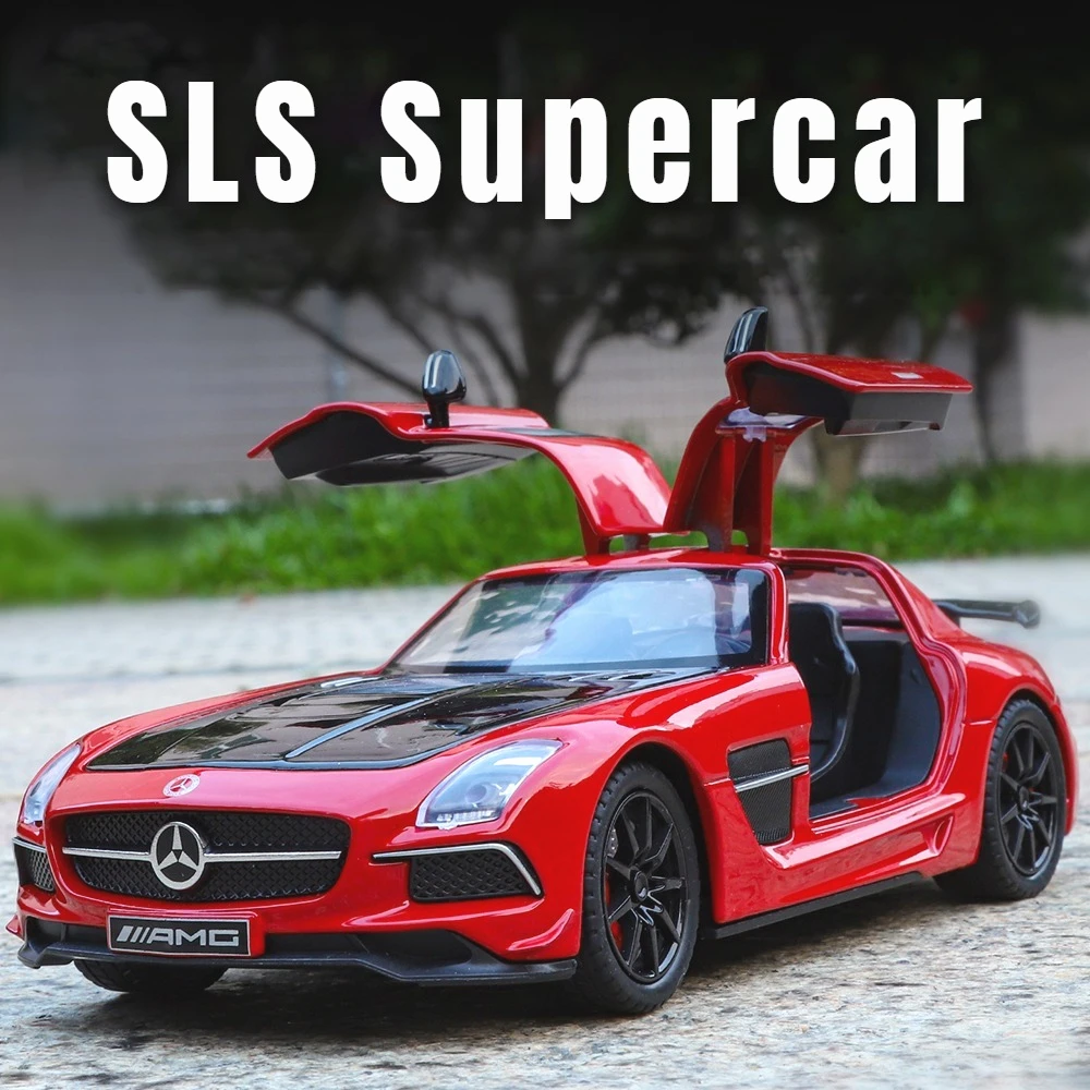 

1:24 SLS W140 300SEL модифицированная версия модели автомобиля игрушечный металлический корпус резиновая шина складное зеркало заднего вида суперкар подарки для детей