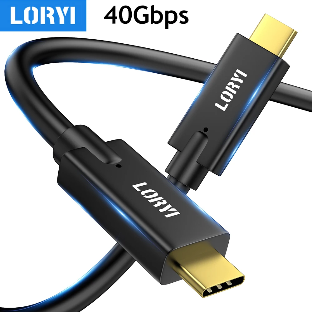 LORYI USB 4 Cable 40Gbps Data Transfer 240W Fast Charging USB C TO USB C Cable 1M Black Male To Male For Iphone Laptop Hub