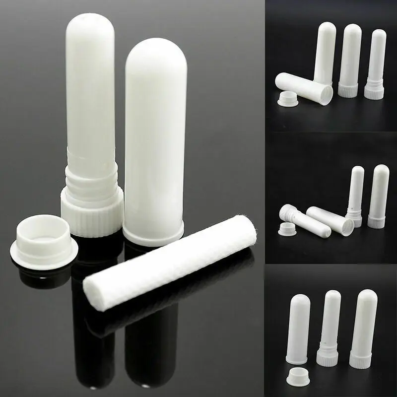 

10Pcs/set Empty White Plastic Blank Nasal Aromatherapy Inhalers Tubes Sticks With Wicks For Essential Oil Nose Nasal Container