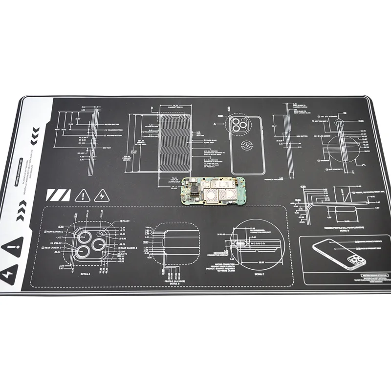 TE-719 600*350MM almohadilla de trabajo de aislamiento multifuncional estación de soldadura resistente al calor almohadilla de reparación de estera de soldadura de silicona