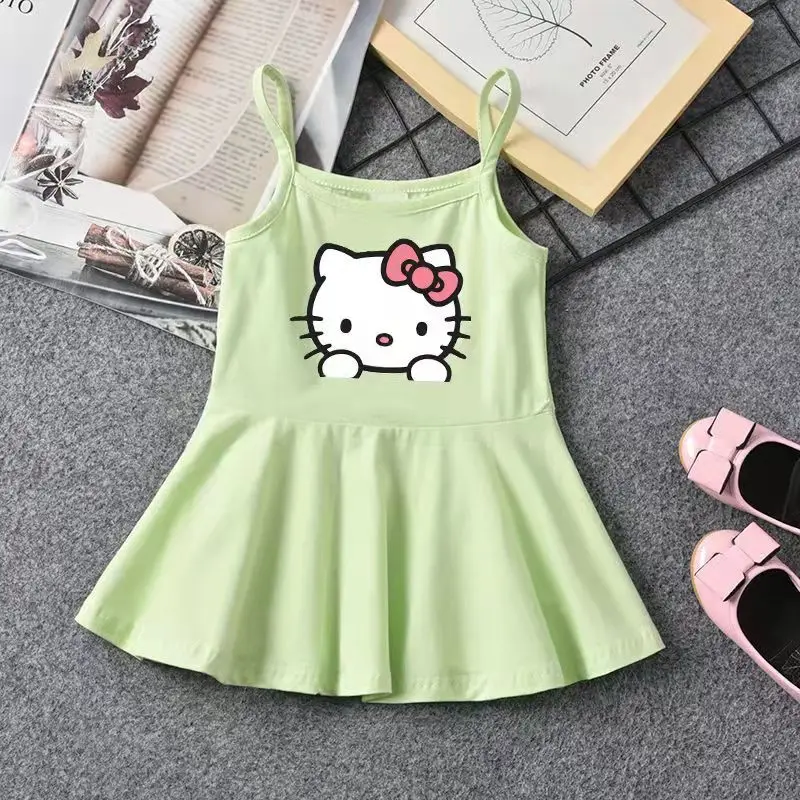 Hello Kitty New Girl Summer Cotton Dress gonna per bretelle con stampa di cartoni animati per bambini piccoli e medi Baby Cute Vest Dress