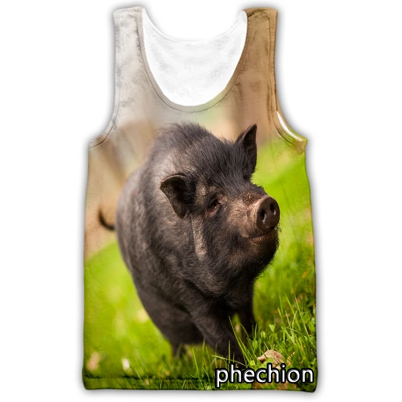 phechion New Fashion Men/Women Animal Boar 3D Printed Sleeveless Vest Streetwear Men Loose Sporting Tank Top A158