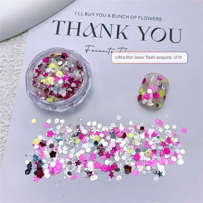 1 Doos Nail Pailletten 3d Ultradunne Kleurrijke Ronde Nagel Glitter Vlokken Gemengd Formaat Sprankelende Paillette Voor Manicure Nail Art Accessoires