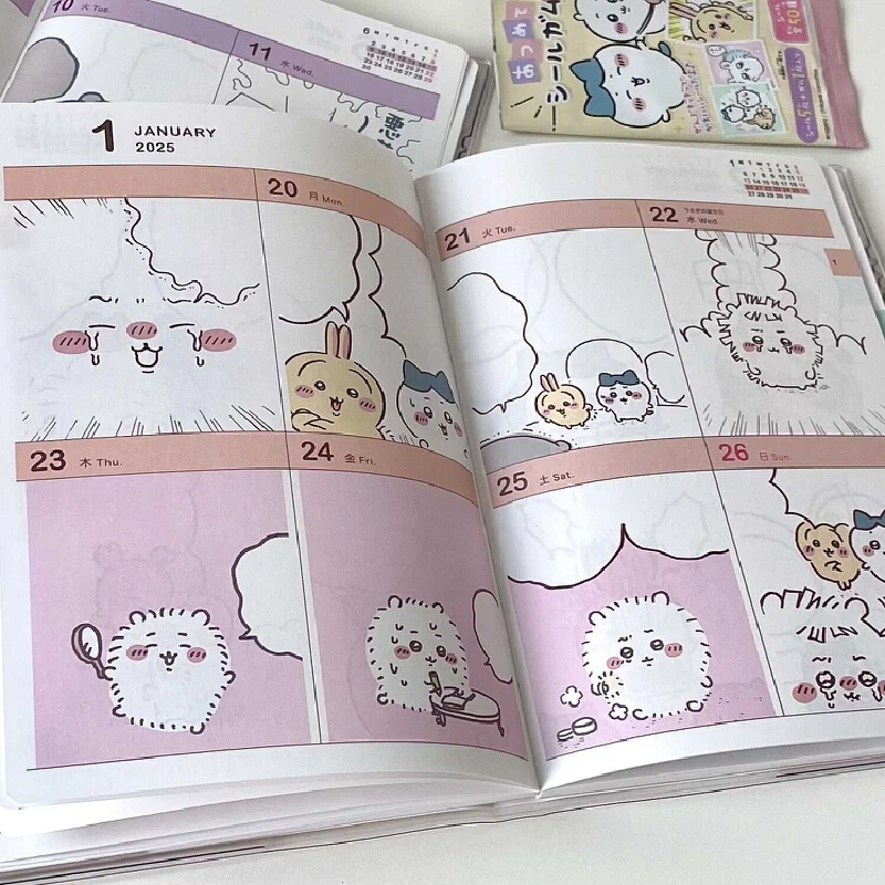 2025 New Cute Cartoon Anime Peripheral Doll B6 Schedule Book Color Inner Page Creative High Beauty Student Learning Notebook Gif