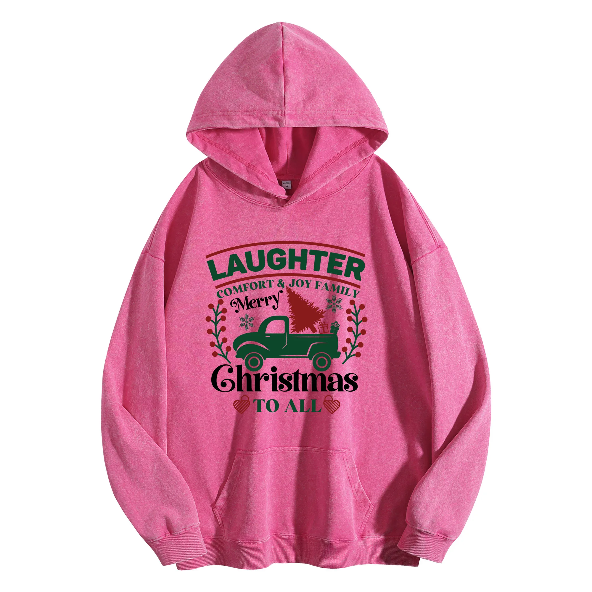 عيد الميلاد خمر غسلها 400G الرسم هوديي للجنسين المتضخم الشارع الشهير السترة عيد الميلاد ورأس السنة الجديدة هدية