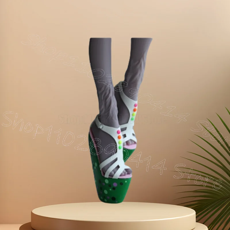 

Green Beads Sequins Design Platform Sandals Buckle Strap Women Shoes Wedges Heel Open Toe Party Banquet 2025 Zapatos Para Mujere