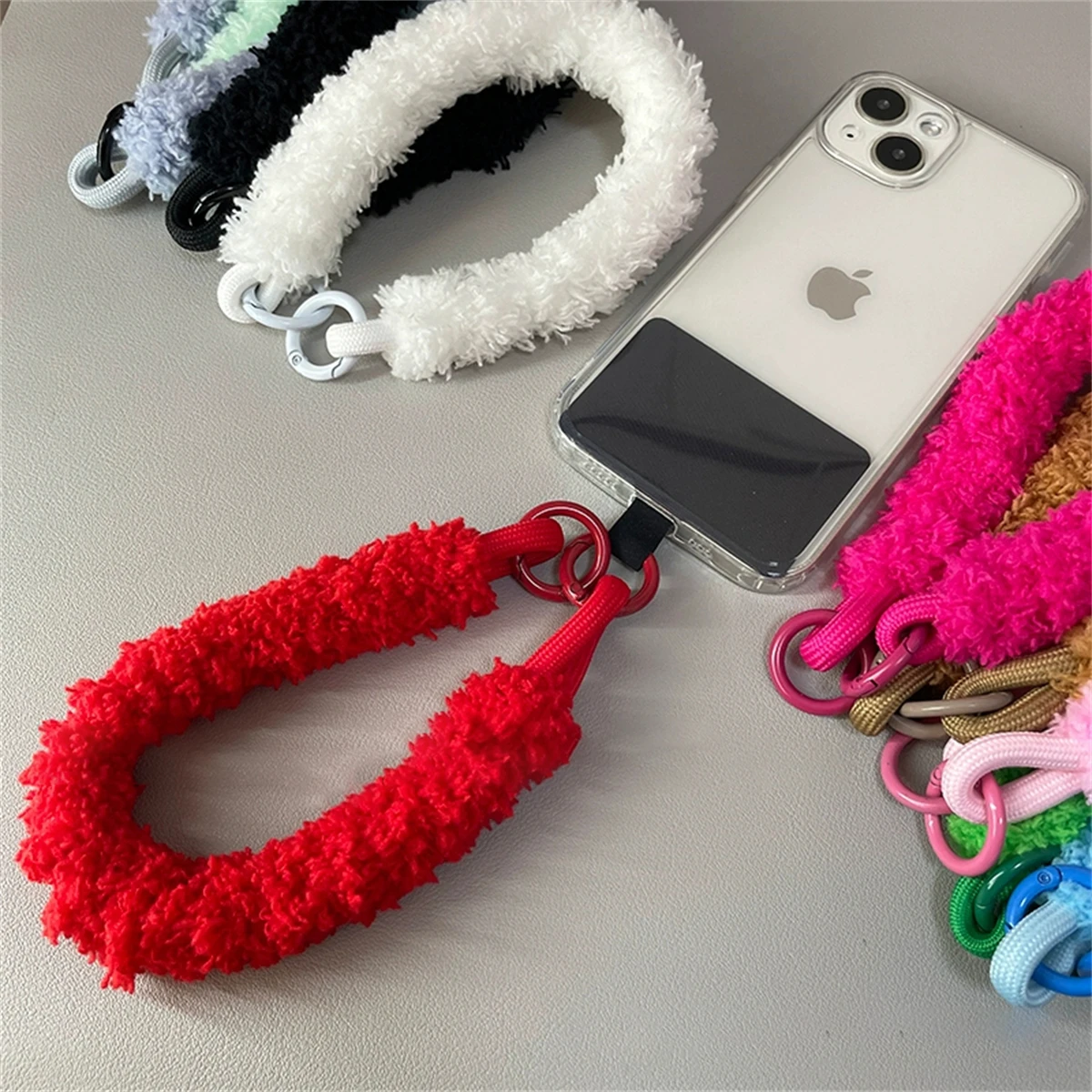 Winter Stylish Plush Lanyard Colorful Phone Strap Bag Strips Keycord Hanging Trousers Accessories Anti-loss Keychain Wrist Rope