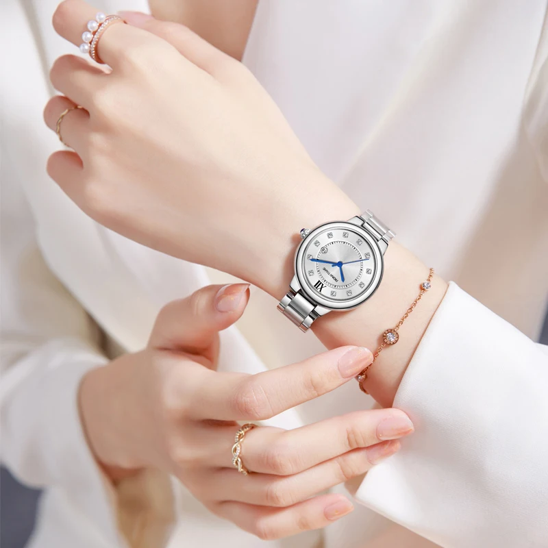 ROMITIME Luxury Women Quartz Watch Alloy Case Stainless Steel Strap Calendar 30M Waterproof Clock Watches for Lady