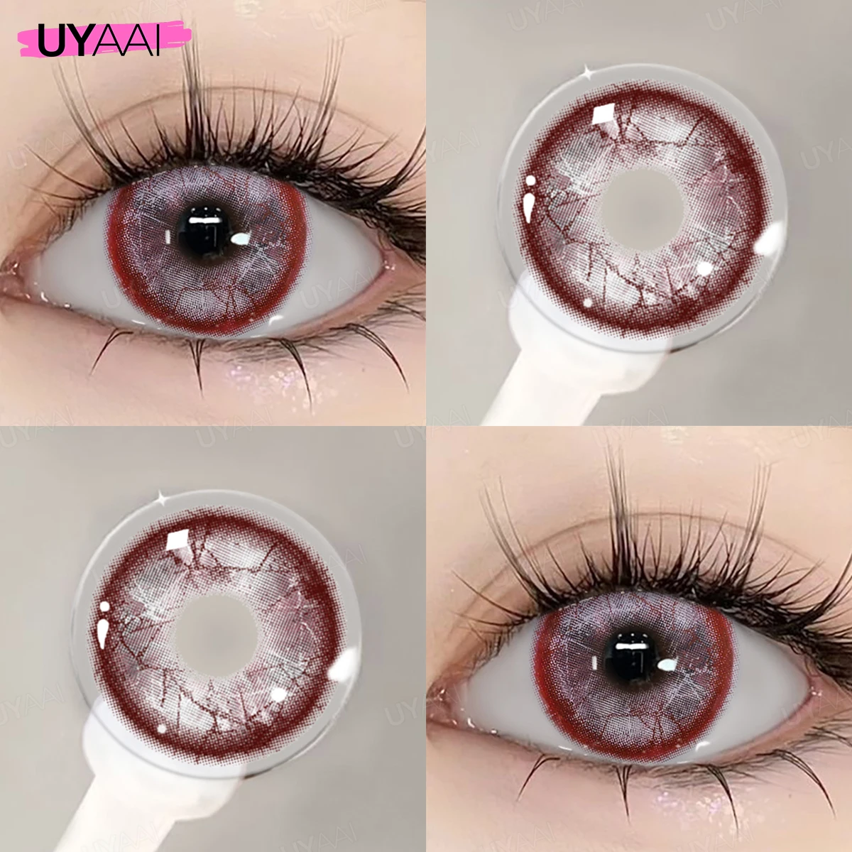 UYAAI Cosplay Kontaktlinsen Make-up Farbige Schüler Kosmetik Schönheit Rote Linsen Frau Cosplay Rosa Schüler Halloween Farbkontakte – Detail 6