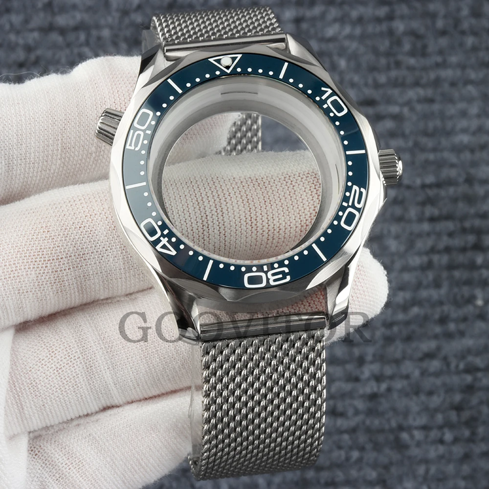 41mm NH35 Uhrengehäuse mit Mesh-Armband, wasserdicht, für NH35 NH36 Uhrwerk, 31mm Zifferblatt, Edelstahl Seamaster 300 Uhrengehäuse – Detail 16