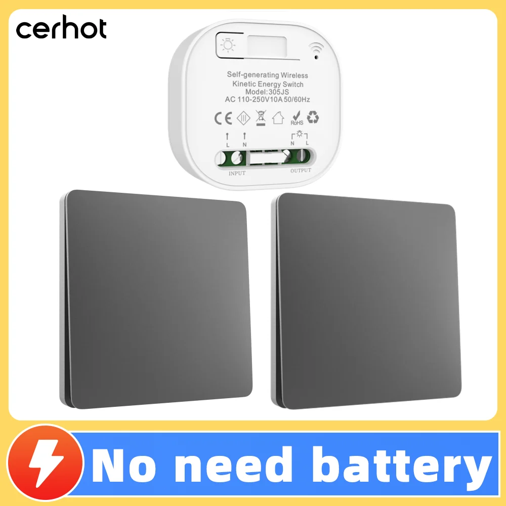 

Серые беспроводные переключатели с автономным питанием для умного дома, комплект кинетических выключателей света, дистанционные выключатели света, беспроводная кнопка