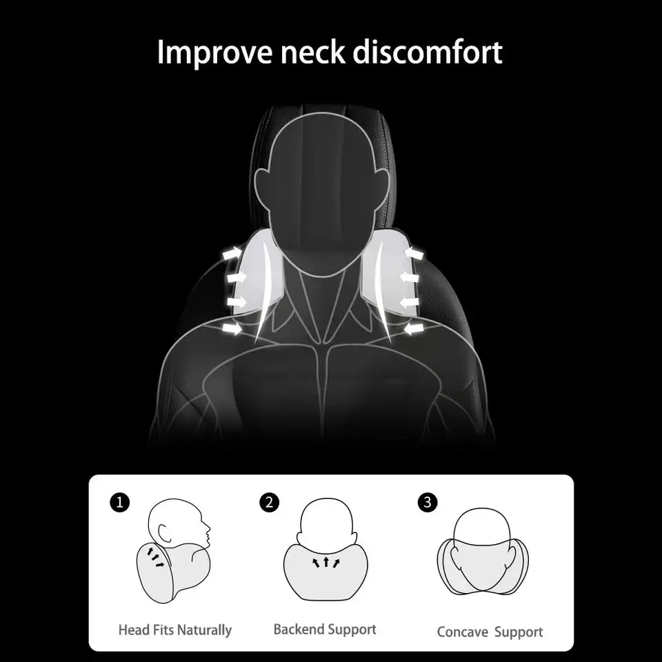 Car Neck Headrest Pillow Accessories Cushion Auto Seat Head Support Neck Protector Automobiles Seat Neck Rest Memory Cotton