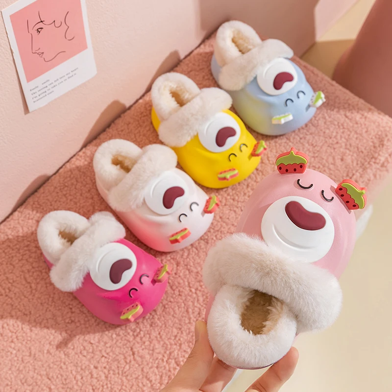 

Lotso children's cotton slippers, warm cotton shoes with fleece, indoor non-slip soft soled light cotton slippers for girls