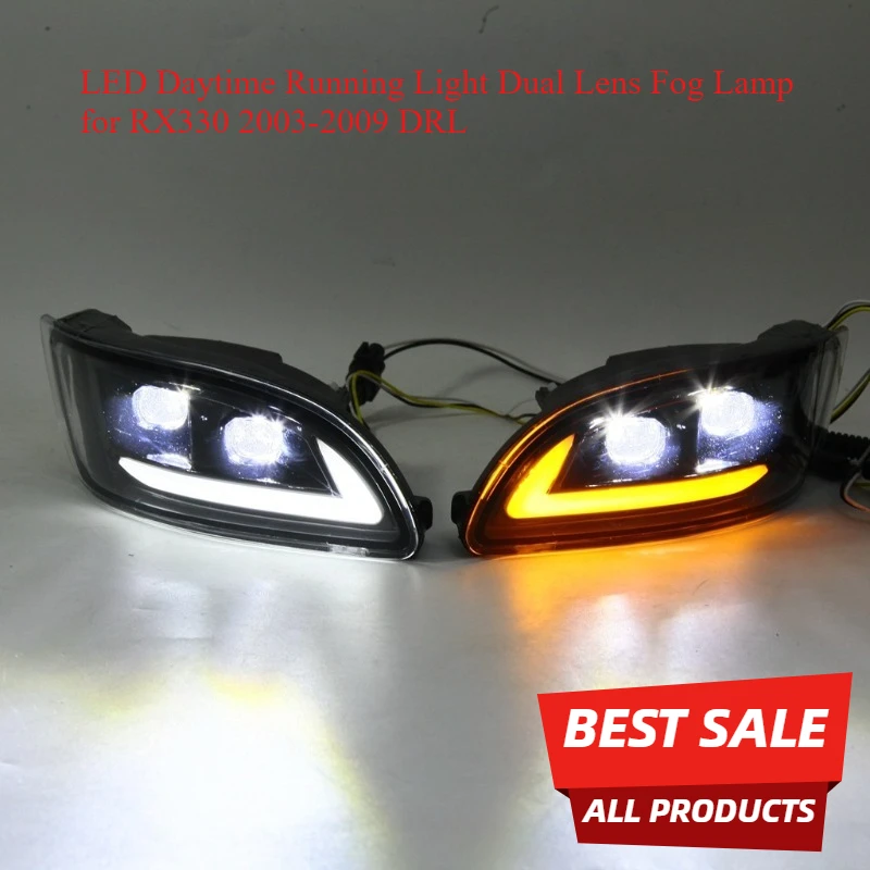 LED Daytime Running Light Dual Lens Fog Lamp for RX330 2003-2009 DRL Kit Car SUV