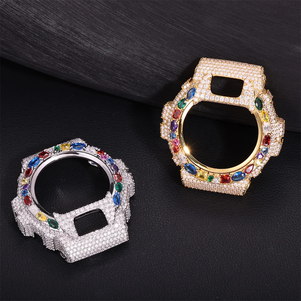 Blingminer VVS Moissanite Watch Case For CAS** DW6900RL-1AC Can Pass Diamonds Tester Brass With GRA Wrist Diamond Case Free Shi view 2