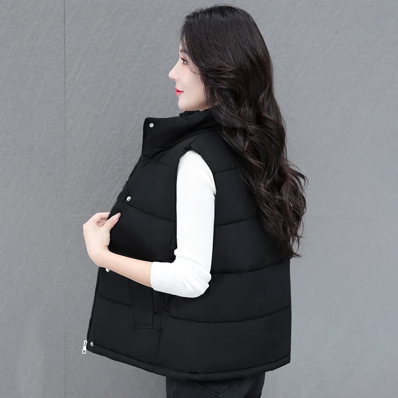 جديد الخريف والشتاء المرأة يندبروف عادية فضفاض سترة سميكة المألوف الوقوف طوق مريحة معطف دافئ بلا أكمام #2