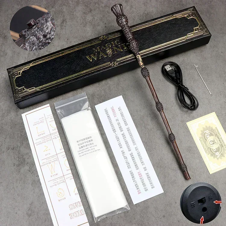 Harries Vuurspuwende magische toverstokken Volledig assortiment magische rekwisieten Glow Magic Wand Halloween Kerst Cosplay Geschenken Speelgoed