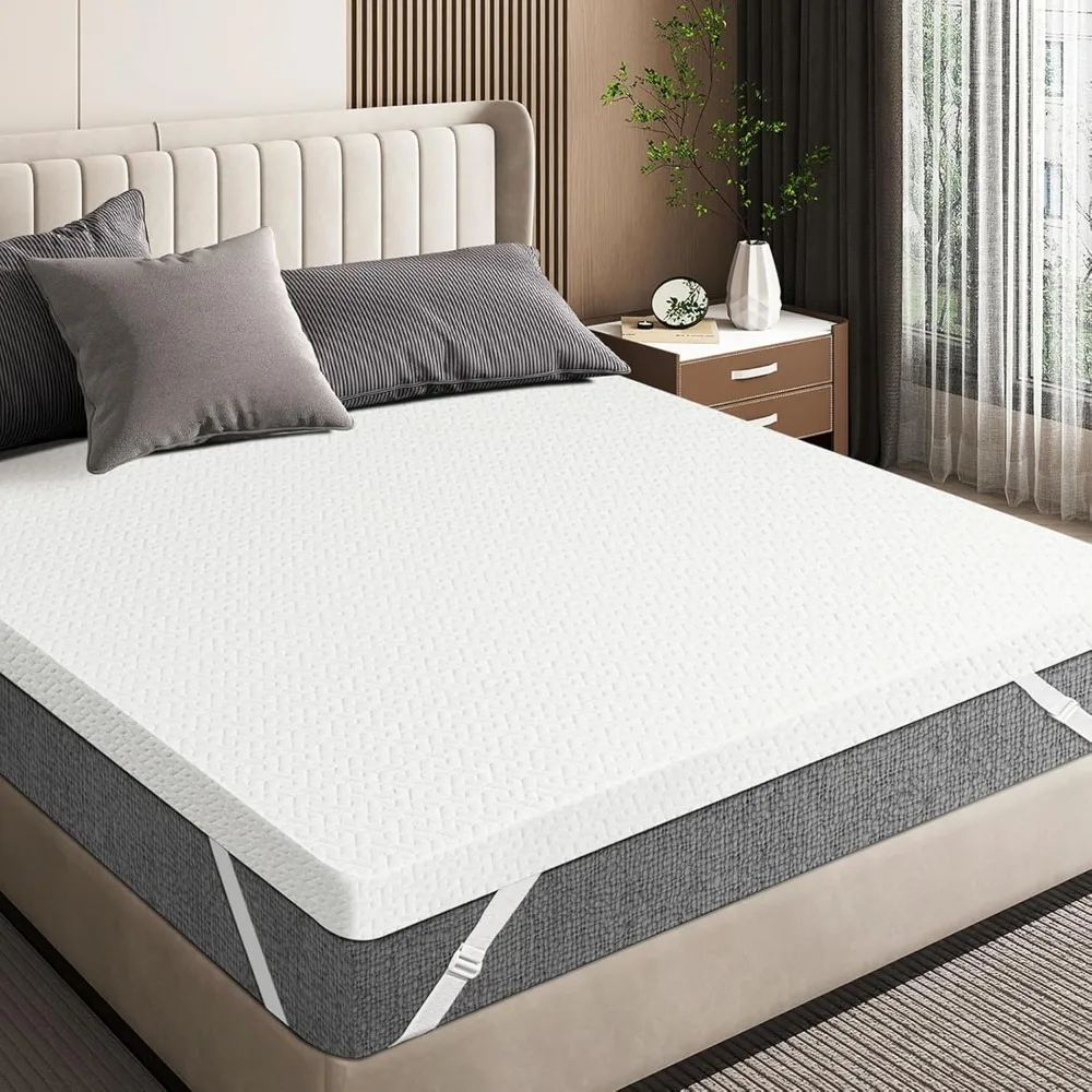 

4 Inch Gel Memory Foam Mattress Topper Queen, Cooling Mattress Topper with Removable & Washable Bamboo Cover, CertiPUR-US Certif