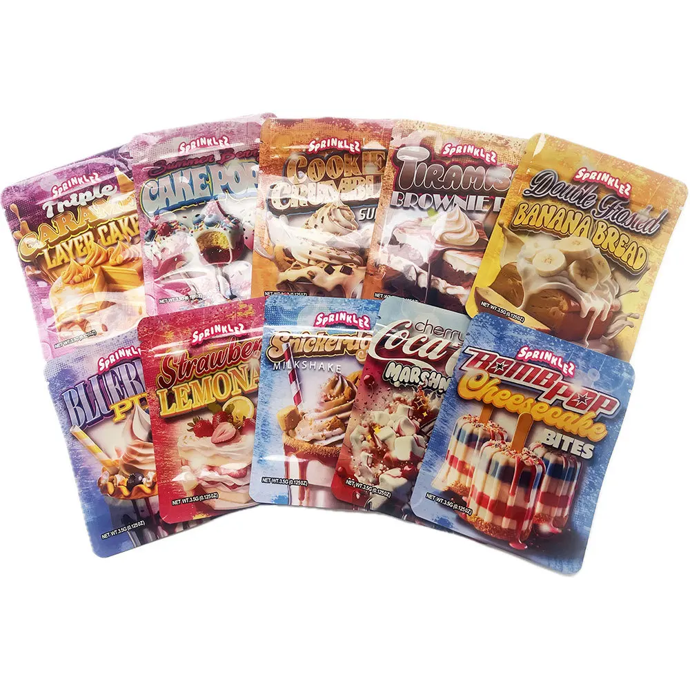 New Cake Designs Mylar Bags 3.5g Smell Proof Pouch Soft Touch Cartoon Empty Zip Lock 3.5 Snack Package Storage Packaging Case