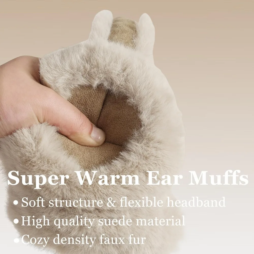 Winter Ear Muffs For Women Fuzzy Earmuffs Adjustable Ear Warmer Foldable