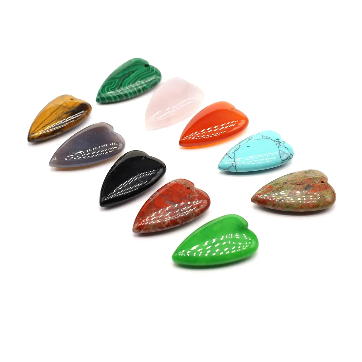 1pc 25x40mm Heart Crystal Pendant Natural Stone Rose Quartz Charms for Jewelry Making Supplies DIY Necklace Earrings Accessories