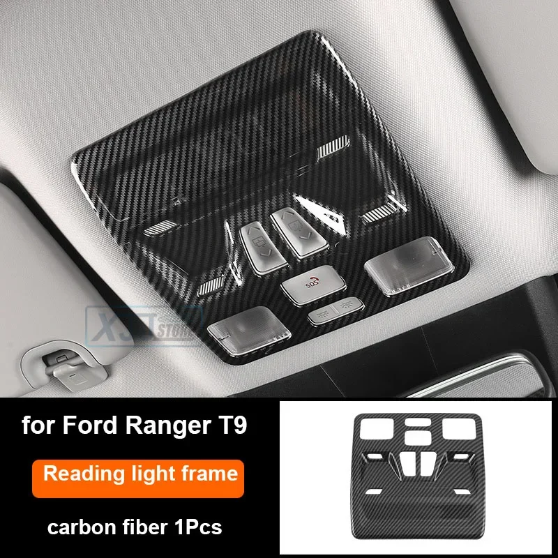 

Наклейка на рамку для чтения из углеродного волокна для Ford Ranger T9 2023 2024, передняя внутренняя панель лампы, аксессуары для интерьера автомобиля