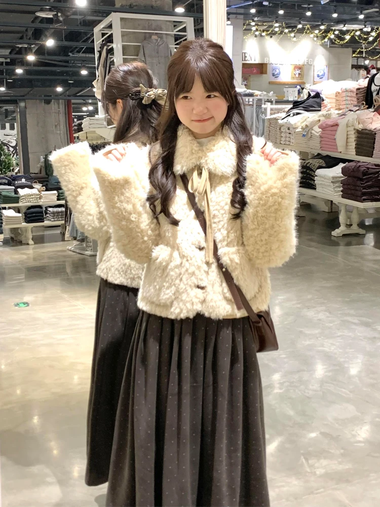 Nuova pelliccia di agnello Thiened Jaet da donna ort Faionable in pelle integrata con cintura in pelliccia di agnello velluto capispalla invernale casual Sli...