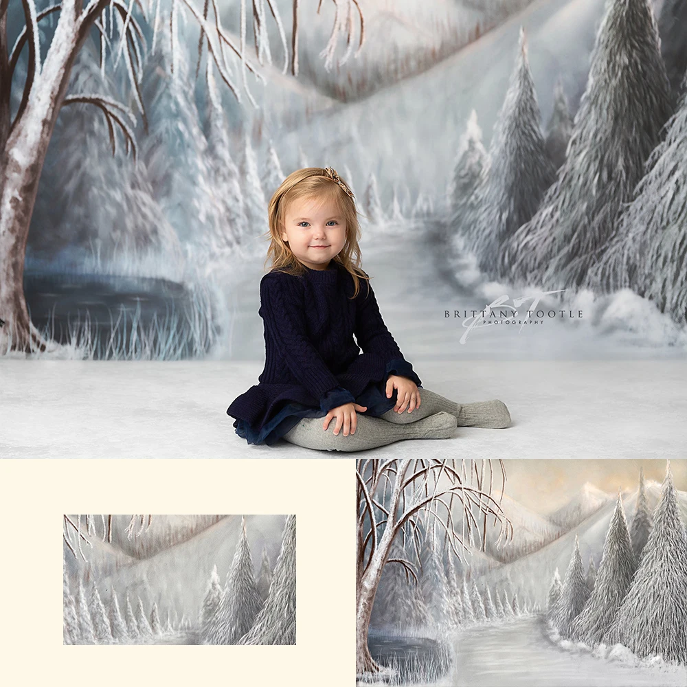 

Christmas Snowy Forest Backdrops Kids Photography Child Baby Portrait Photocall Xmas Winter Snowy Escape Theme Background