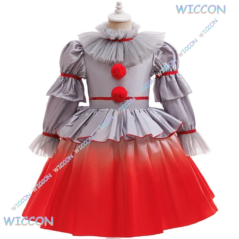KospLAY Pennywise تأثيري هالوين فيلم المهرج تأثيري فستان زي Genderswap الرعب فستان مخيف حتى كرنفال حفلة الاطفال Outfi #3