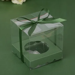 12Pcs Gold/Silver Clear Plastic Cupcake Packaging Box Cake Favors Box Container Wedding Party Cupcake Boxes Gift Box Supplies