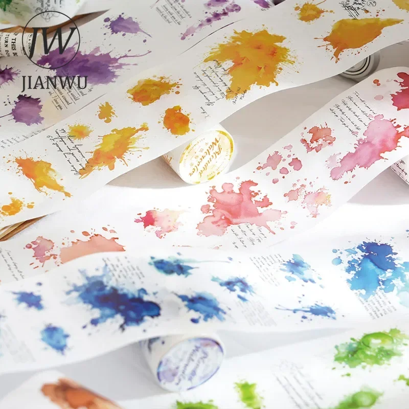 JIANWU 70mm*200cm Sfumato Watercolor Series Vintage Plant Landscaping Material Collage Washi Tape Creative Journal Stationery