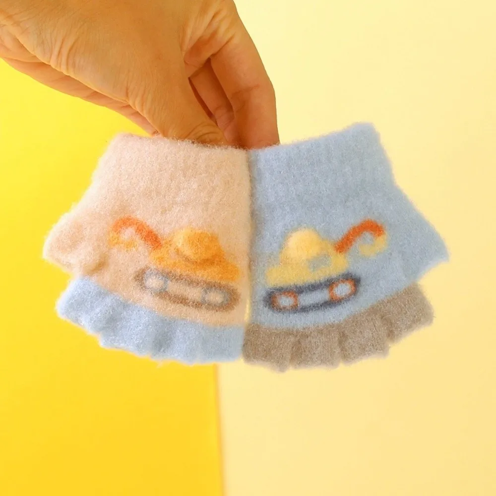 

Fashion Cute Cartoon Children's Gloves Knitted Windproof Half-finger Mitten Cold Proof Warm Gloves