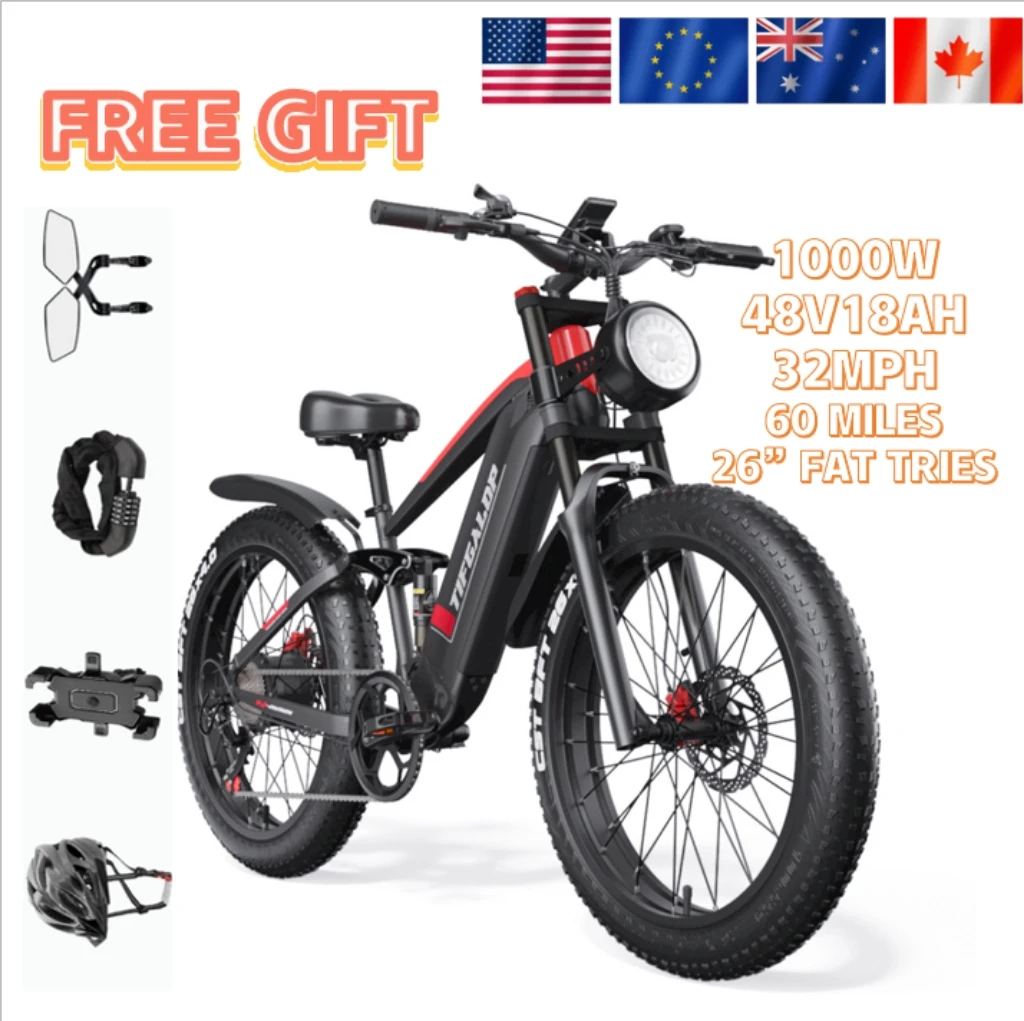 

Wholesale 1000W 60Miles Adult Electric Bicycle 26inch tire Hydraulic brake Mountain E bike