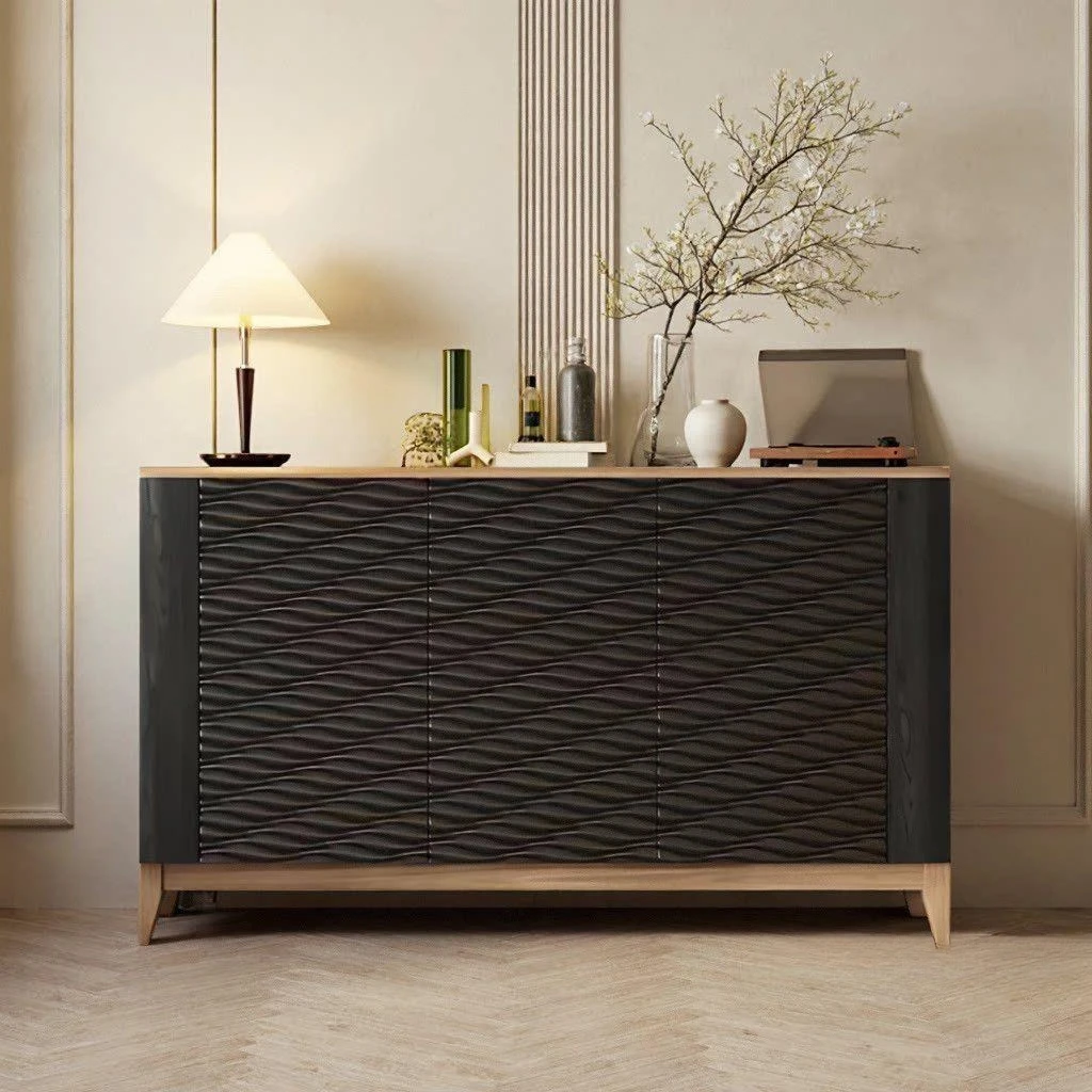 Italian designer, solid wood dining side cabinet, Nordic all solid wood, wall side cabinet, storage