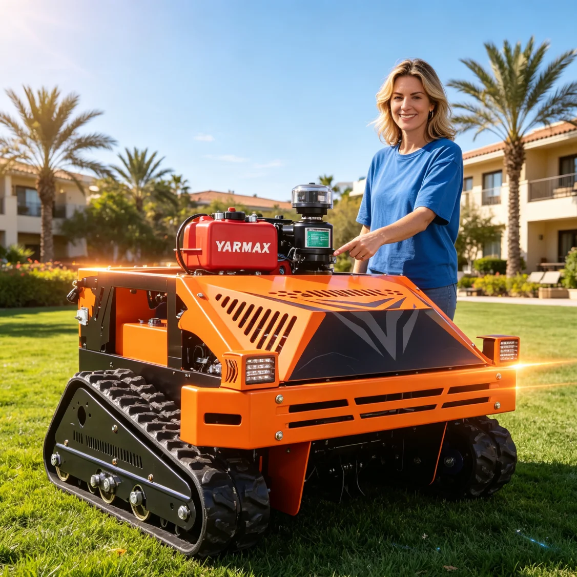 Customized Remote Control Flail Mower for equestrian club idle sloped lots, crushes wild weeds on horse ranch slopes,