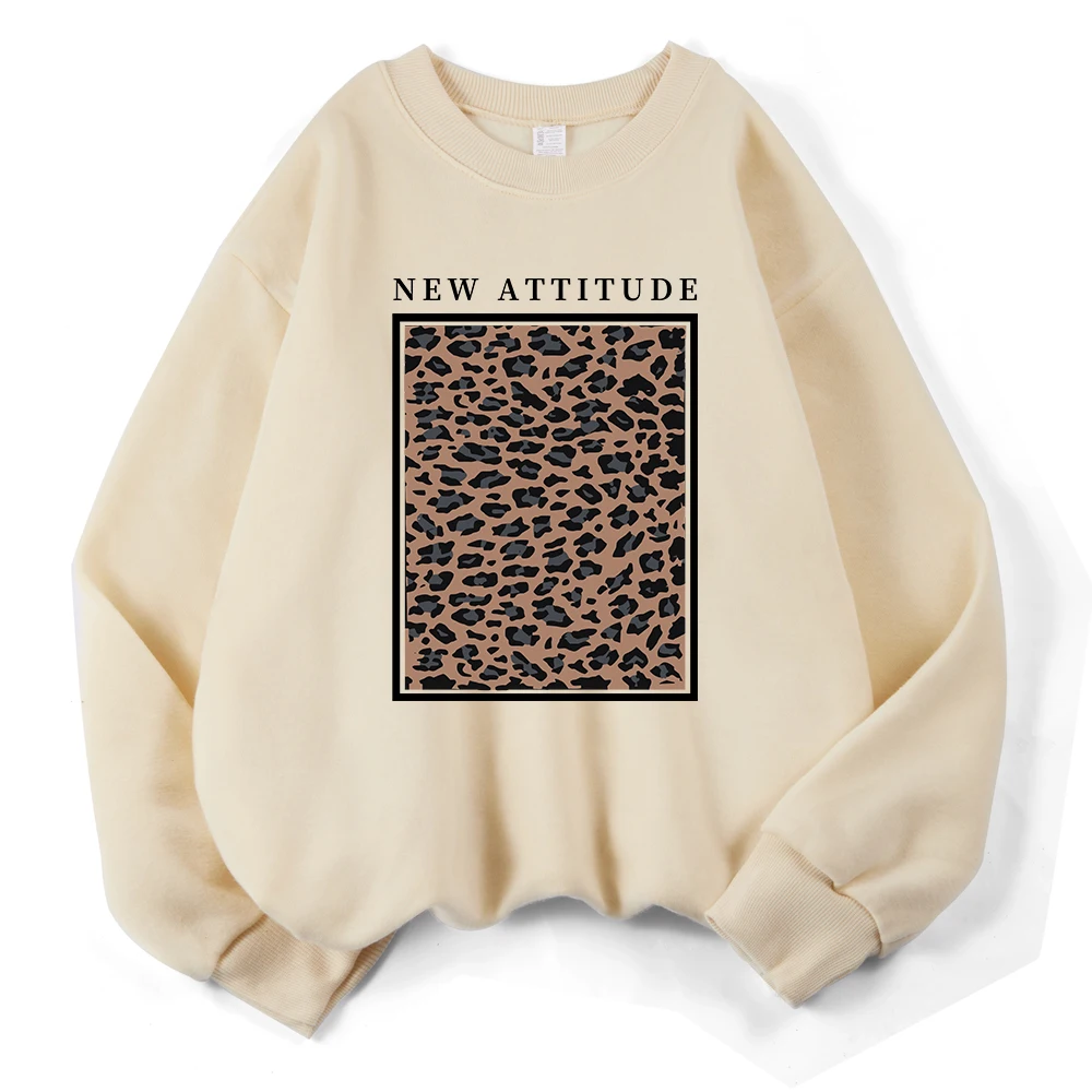 Neue Haltung Leopard Brief Drucke Sweatshirts Frauen Lose Sportliche Hoodies Fleece Warme Crewneck Tops Herbst Bequeme Kleidung