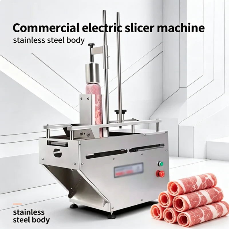 

Electric Meat Slicer Cutting Lamb Rolls Mincer Automatic Frozen Beef Mutton Cutter Bread Vegetable Fruit Block Slicing Machine