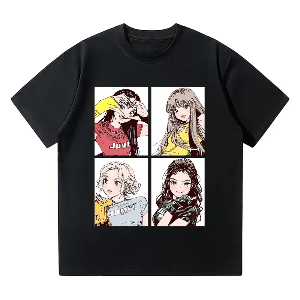 

Kpop BP Jump 2025 Tees Pink Girls Band Clothing Anime Graphic T Shirts Fashion Harajuku Kawaii T-shirt Women's Y2K Clothing