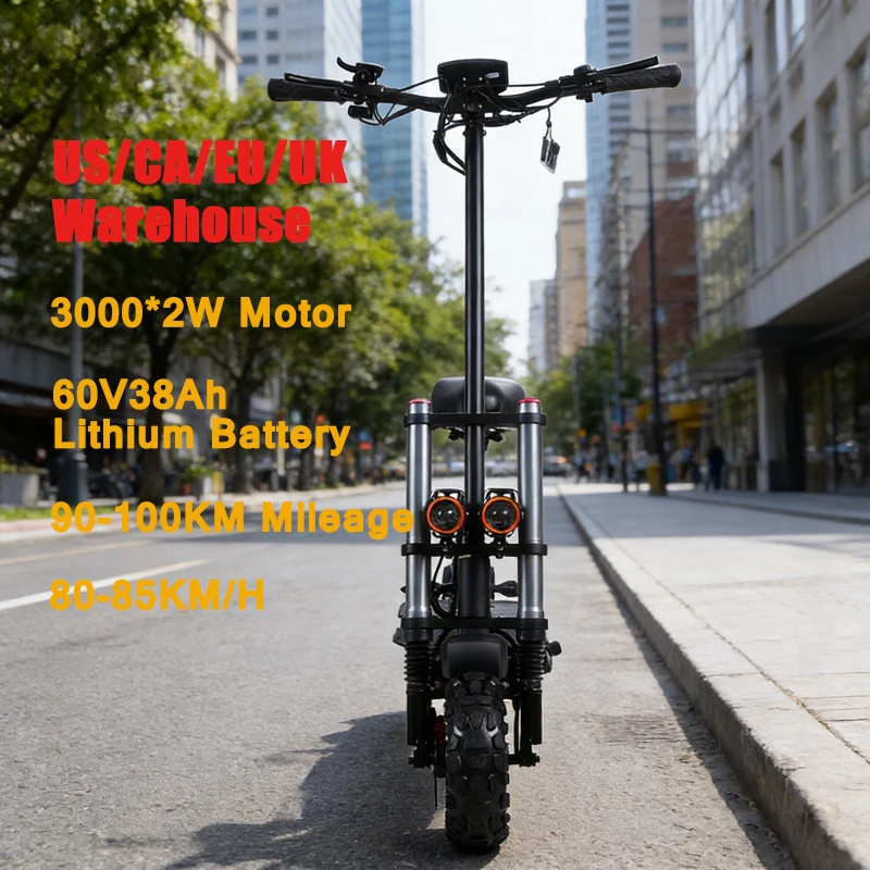 

Dual Motor Electric Scooter for Adults 3000*2 Foldable Design 200kg Loa 60V/38ah Lithium Battery 80-85 Km/h Speed 90-100km Range