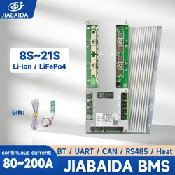 JIABAIDA BMS for 8S~21S LiFePo4 Li-ion 10S 12S 13S 14S 16S 17S 20S Battery 80A 100A 120A 150A 200A Current BT UART JBD Smart BMS