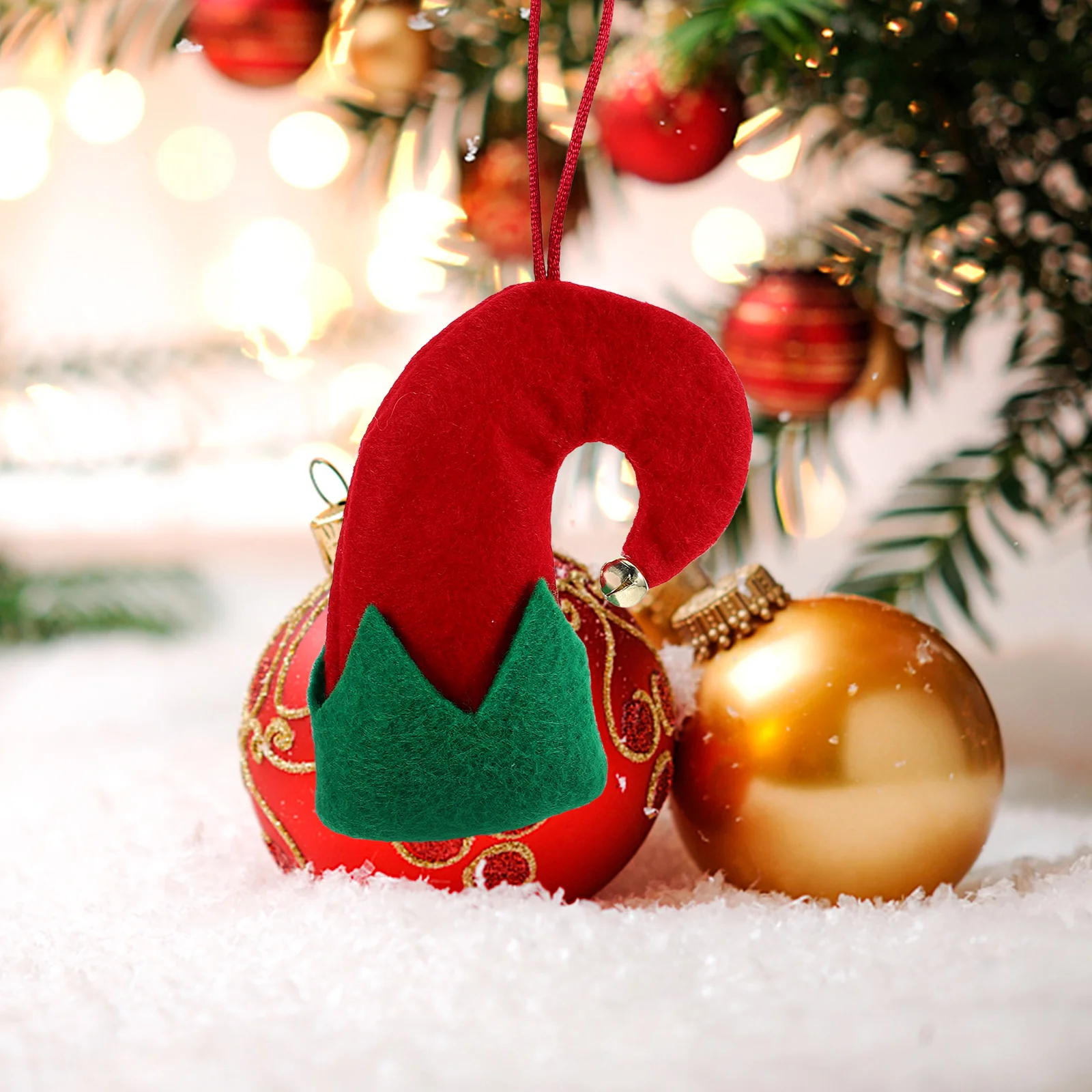 

8 Pcs Party Has Christmas Elf Cloth Hats Decors Chrsitmas Tree Decorations