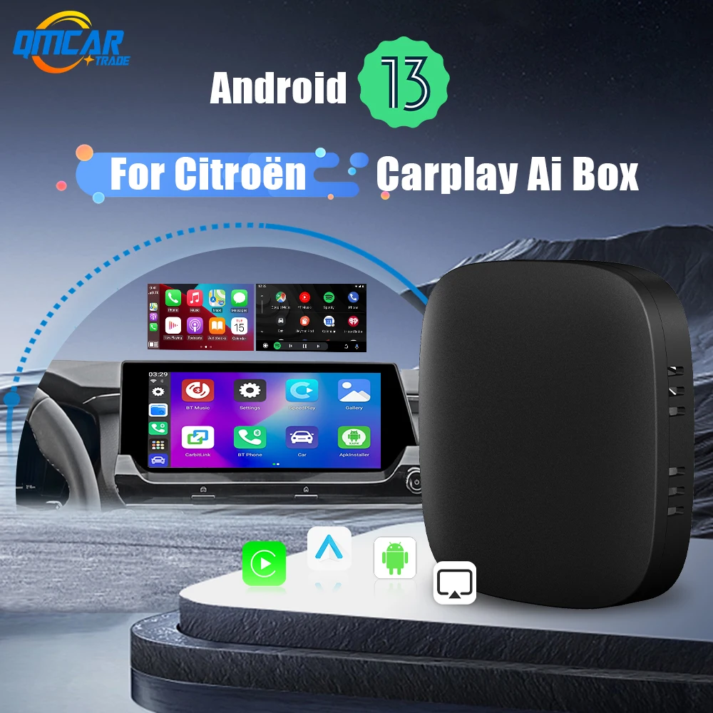 Android 13 Wireless Carplay Android Auto Smart Ai Box For Netflix YouTube For Citroёn Aircross C3 C4 C5 C6 Jumpy C3‑XR C4 Cactus