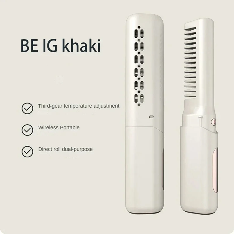 Mini Hair Straightener Professional Quick Heated Electric Hot Comb Multifunctional Wireless Portable Straightener-C